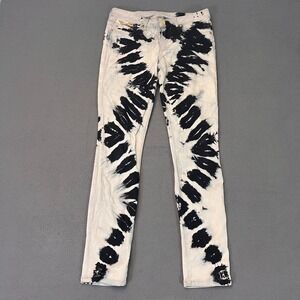 Robin's Jean Jane Womens 30 Feather Bleach Wash Wings Low Rise USA Made Tie Dye